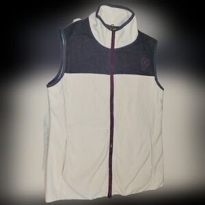 Latched Mama Ivory Gray Purple Vest Be Kind Small EUC Full Zipper